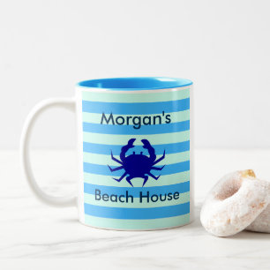 Beach House Blue Crab Personalised Coffee Mug
