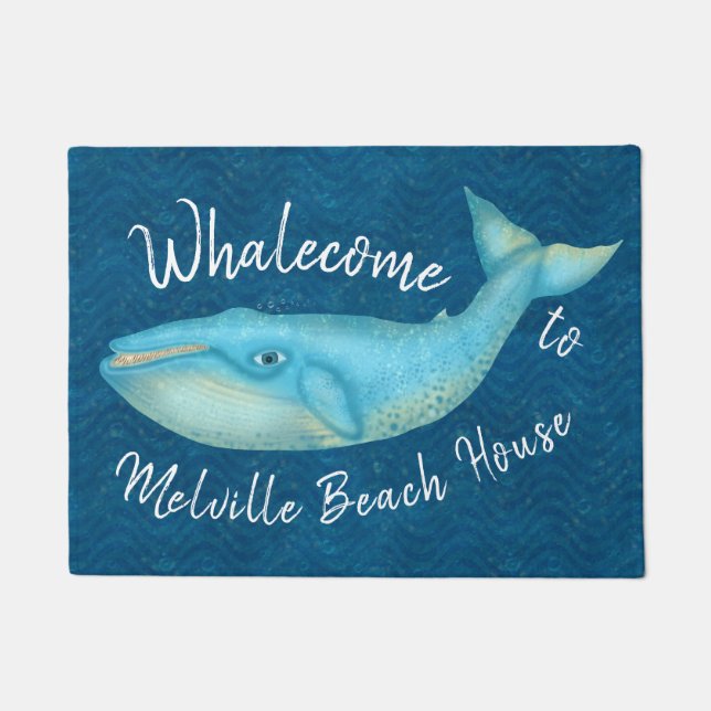 Beach House Blue Whale Nautical Whalecome | Custom Doormat (Front)
