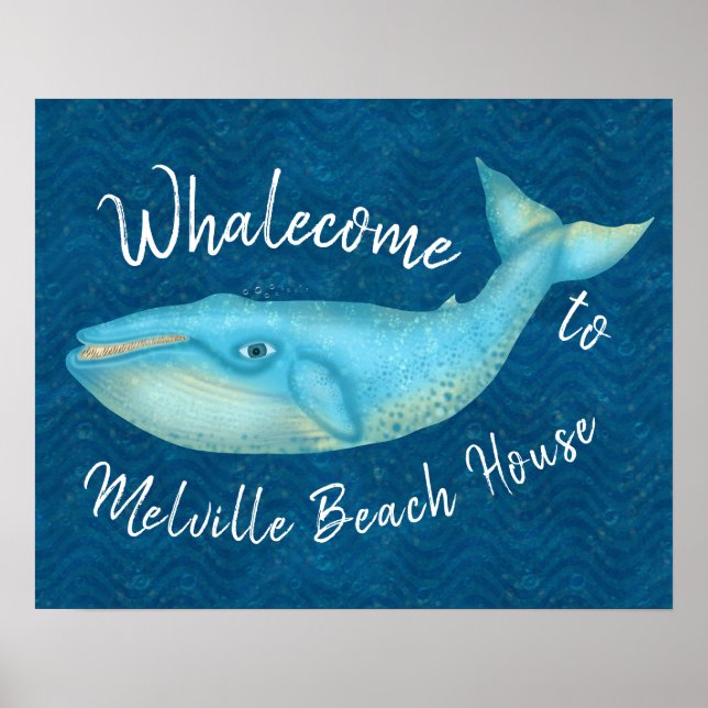 Beach House Blue Whale Nautical Whalecome | Custom Poster (Front)