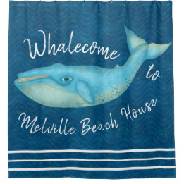 Beach House Blue Whale Nautical Whalecome | Custom Shower Curtain