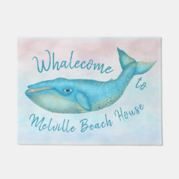 Beach House Blue Whale Nautical Whalecome | Name Doormat