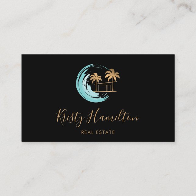 beach house B'N'B real estate realtor add photo Business Card (Front)