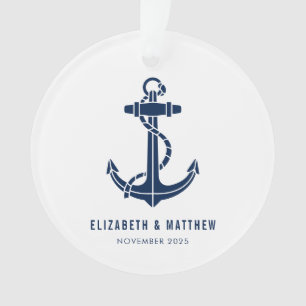 Beach House Boat Anchor Wedding Favours Custom Ornament