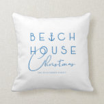 Beach House Christmas Coastal Blue Nautical Ocean Cushion<br><div class="desc">Capture a cool nautical casual and coastal vibe this holiday sea-son with our coastal seaside-inspired holiday decor pillow. "Beach House Christmas" is designed in a stylish coastal blue typography design with an ocean nautical ship anchor incorporated into the typographic design. The reverse side features a bold blue nautical ship anchor...</div>