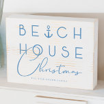 Beach House Christmas Coastal Blue Nautical Ocean Wooden Box Sign<br><div class="desc">Capture a cool nautical casual and coastal vibe this holiday sea-son with our coastal seaside-inspired holiday wooden box sign. "Beach House Christmas" is designed in a stylish coastal blue typography design with an ocean nautical ship anchor incorporated into the typographic design. Personalise with your family name for a truly personalised...</div>