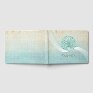 Beach House Clam Shell Aqua Blue ID623 Guest Book
