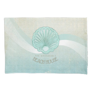 Beach House Clam Shell Aqua Blue ID623 Pillowcase
