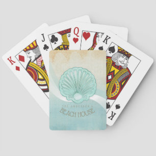 Beach House Clam Shell Aqua Blue ID623 Playing Cards