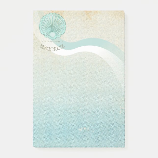 Beach House Clam Shell Aqua Blue ID623 Post-it Notes (Front)