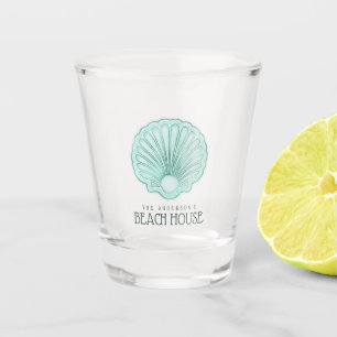 Beach House Clam Shell Aqua Blue ID623 Shot Glass