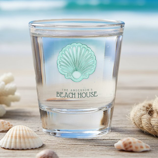 Beach House Clam Shell Aqua Blue ID623 Shot Glass (Creator Uploaded)