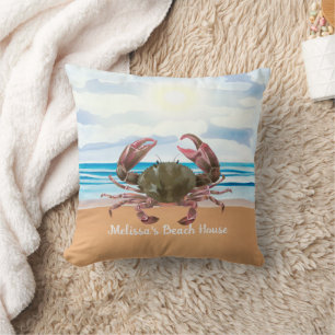 Beach House Crab Pillow