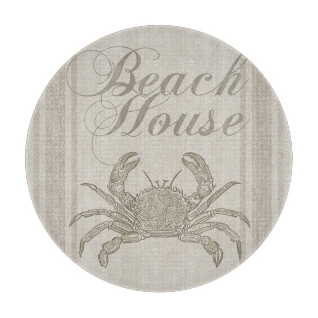 Beach House Crab Seashore Coastal Vintage Cutting Board (Front)