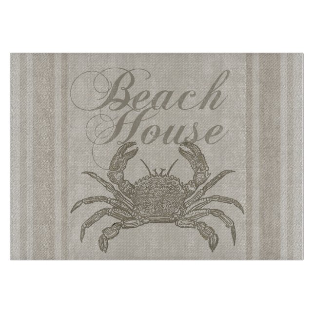 Beach House Crab Seashore Coastal Vintage Cutting Board (Front)