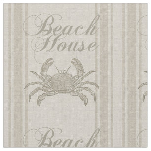 Beach House Crab Seashore Coastal Vintage Fabric