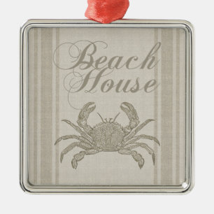 Beach House Crab Seashore Coastal Vintage Metal Tree Decoration