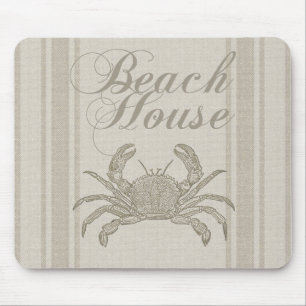 Beach House Crab Seashore Coastal Vintage Mouse Mat