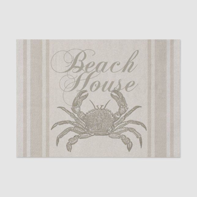 Beach House Crab Seashore Coastal Vintage Tissue Paper (Front)