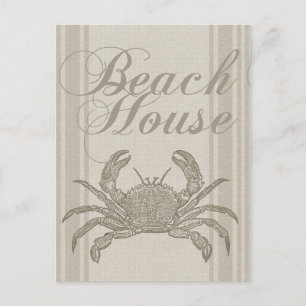 Beach House Crab Seashore Postcard
