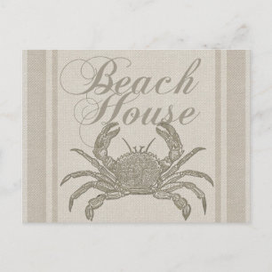 Beach House Crab Seashore Postcard