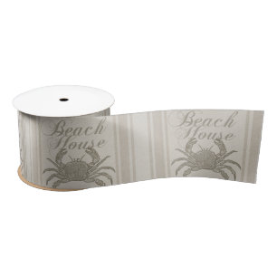 Beach House Crab Seashore Satin Ribbon