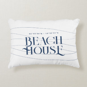 Beach House Custom Coordinates Navy Blue Decorative Cushion