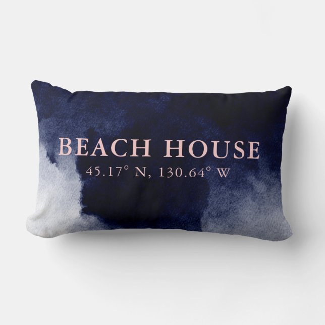 Beach House Custom Coordinates Navy Blue Lumbar Cushion (Front)
