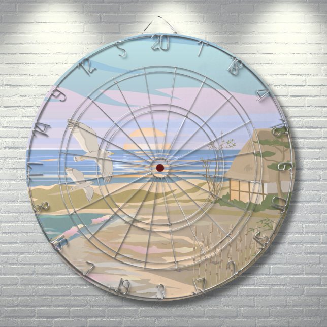 Beach House Dartboard (Artistic Colorful Beach Dart Board)