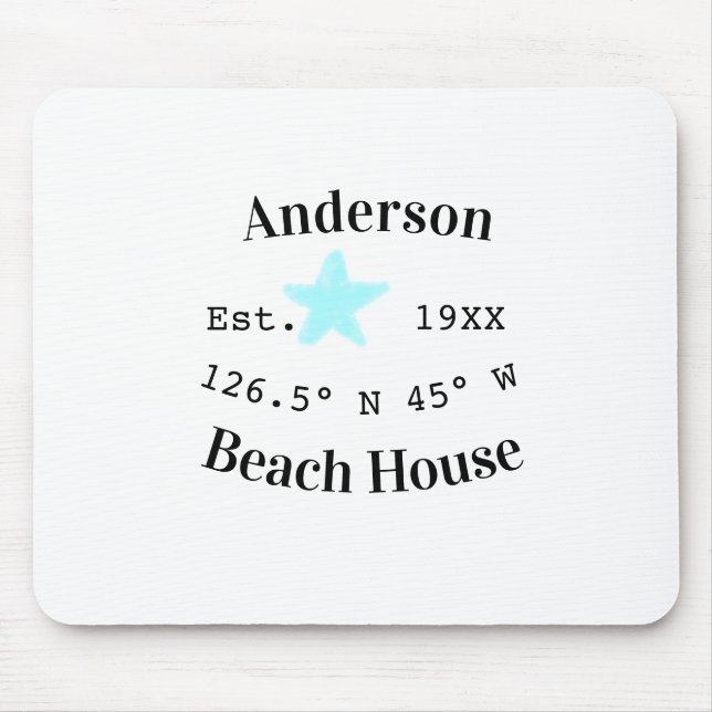 Beach house Date year custom coordinates add est. Mouse Mat (Front)