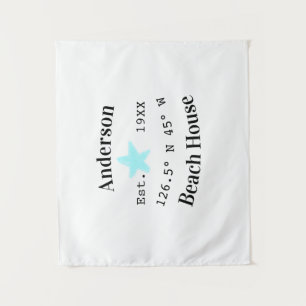 Beach house Date year custom coordinates add est. Tapestry