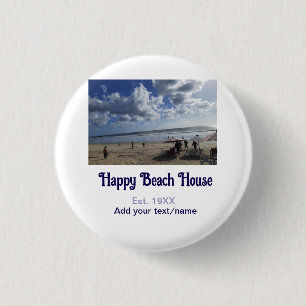 Beach house est. Add year photo latitude longitude 3 Cm Round Badge