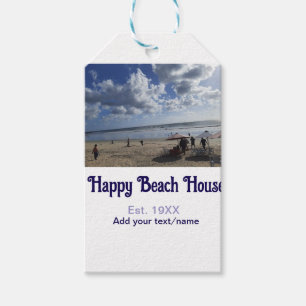 Beach house est. Add year photo latitude longitude Gift Tags