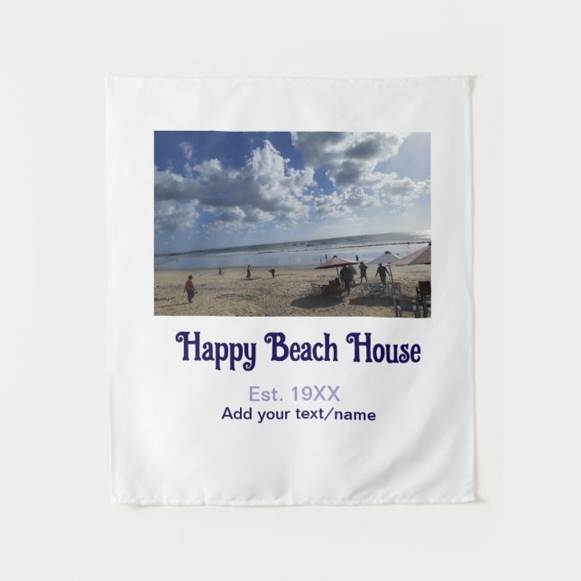 Beach house est. Add year photo latitude longitude Tapestry (Front)