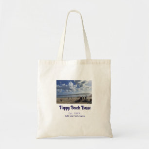 Beach house est. Add year photo latitude longitude Tote Bag