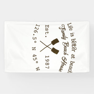 Beach house ets. Date year custom coordinates add  Banner