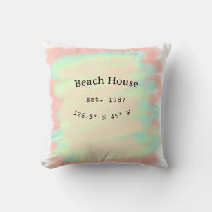 Beach house ets. Date year custom coordinates add Cushion