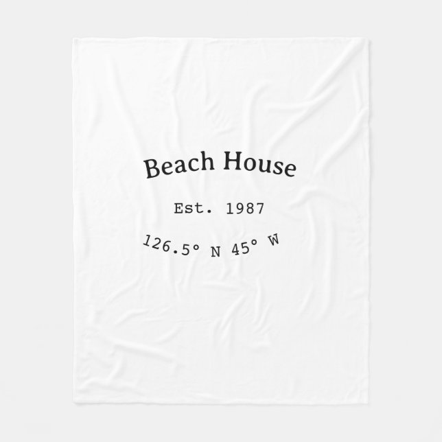 Beach house ets. Date year custom coordinates add Fleece Blanket (Front)