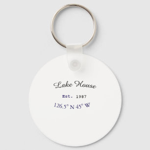 Beach house ets. Date year custom coordinates add Key Ring
