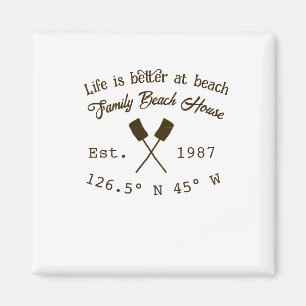 Beach house ets. Date year custom coordinates add Magnet