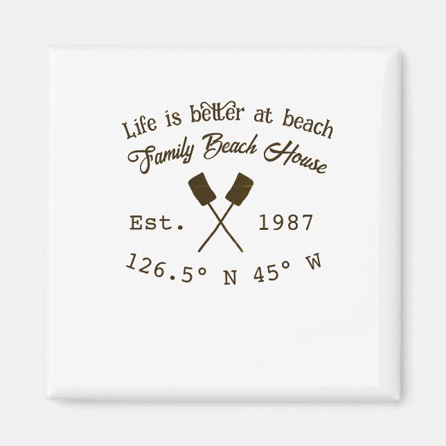 Beach house ets. Date year custom coordinates add  Magnet (Front)
