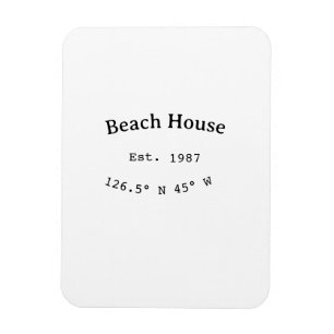Beach house ets. Date year custom coordinates add Magnet