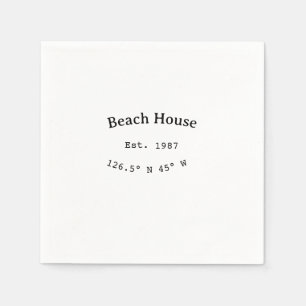 Beach house ets. Date year custom coordinates add Napkin