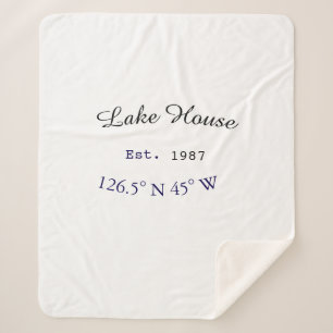 Beach house ets. Date year custom coordinates add Sherpa Blanket