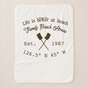 Beach house ets. Date year custom coordinates add Sherpa Blanket