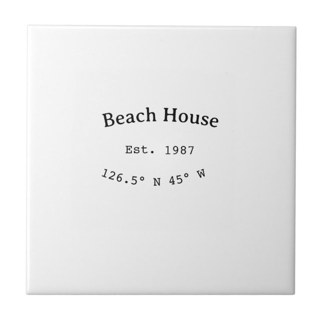 Beach house ets. Date year custom coordinates add Tile (Front)