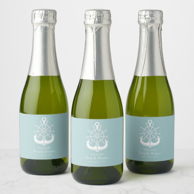 Beach House Family Name Anchor Sparkling Wine Label (Bottles)