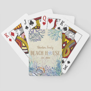 Beach House Family Name Coastal Playing Cards