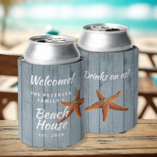 Beach house family name personalised party can cooler