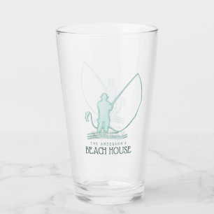 Beach House Fisherman Aqua Blue ID623 Glass