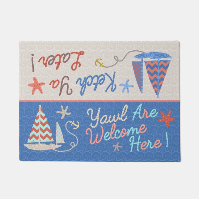 Beach House | Funny Sailboat Pun | Nautical Humour Doormat (Front)